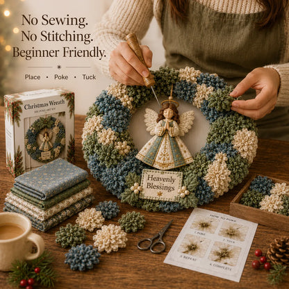 ✨ Make A Christmas Wreath You'll Be Proud To Display ❤️ 3D Fabric Poke DIY Kit With Tutorial & Guide Included