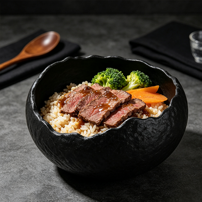 Irregular Ceramic Bowl in Matte Black
