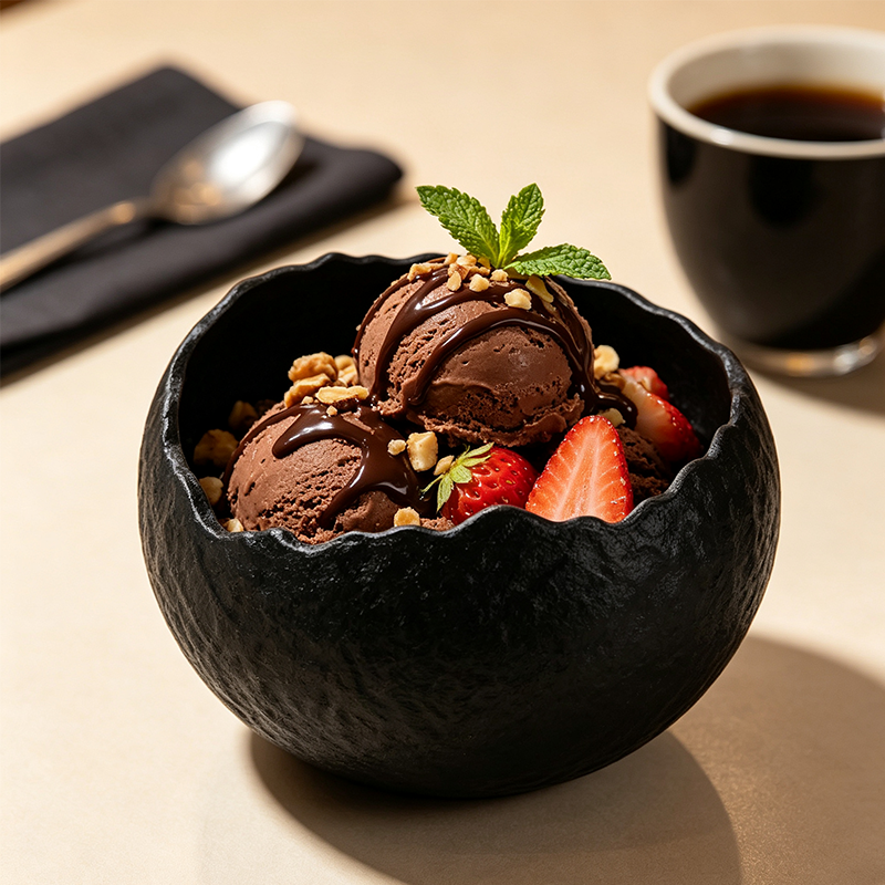 Irregular Ceramic Bowl in Matte Black