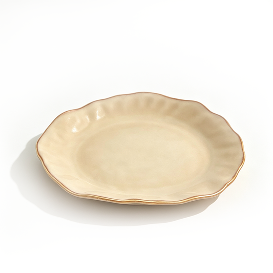 Kiln‑Changed Irregular Shallow Plate – Deep Brown