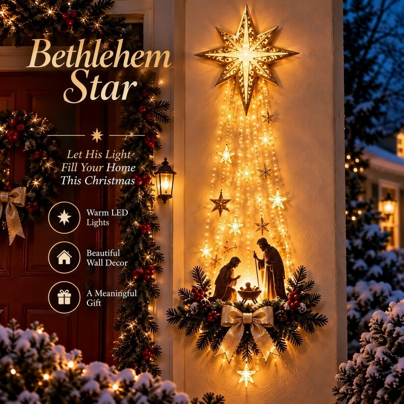 ✨ Last Day – 50% OFF!✝️ Bethlehem Star of Faith – Lighted Nativity Wall Decor