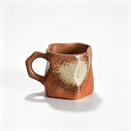 Kiln-Transformed Brown Twisted-Pattern Mug
