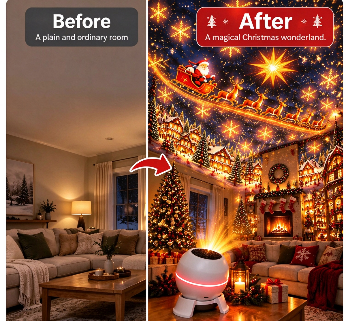 🔥 Turn Any Room Into a Christmas Wonderland – Holiday Projection Night Light