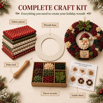 ✨ Make A Christmas Wreath You'll Be Proud To Display ❤️ 3D Fabric Poke DIY Kit With Tutorial & Guide Included