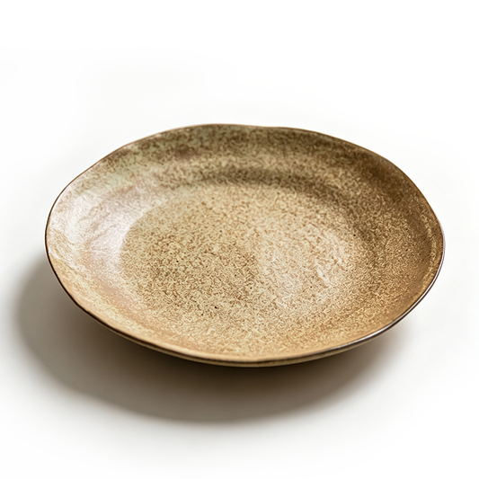 Rustic Stoneware Shallow Plate in Yellow