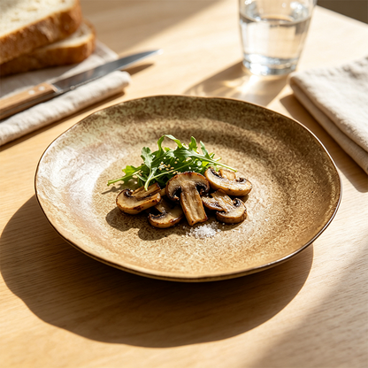 Rustic Stoneware Shallow Plate in Yellow