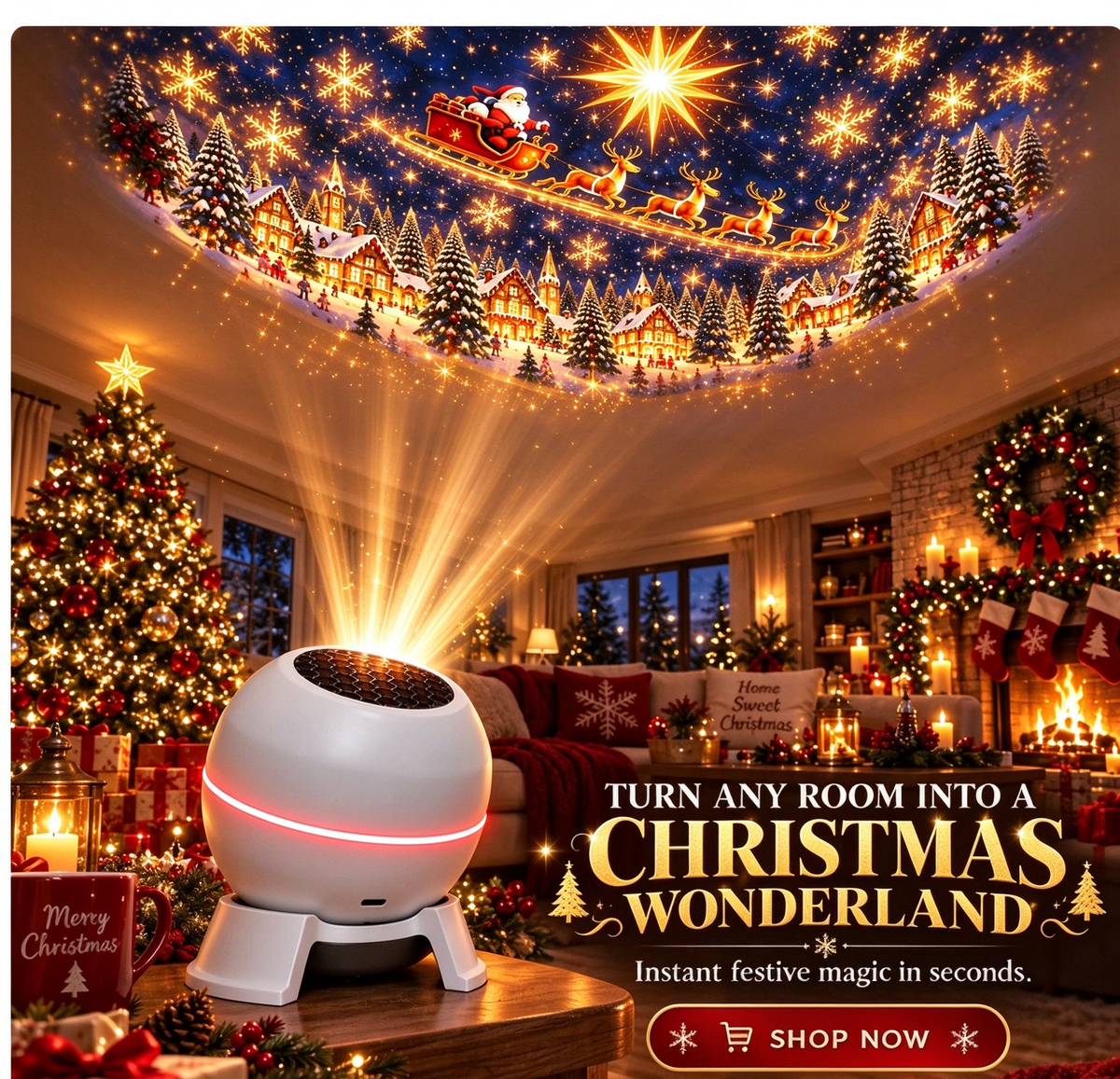 🔥 Turn Any Room Into a Christmas Wonderland – Holiday Projection Night Light