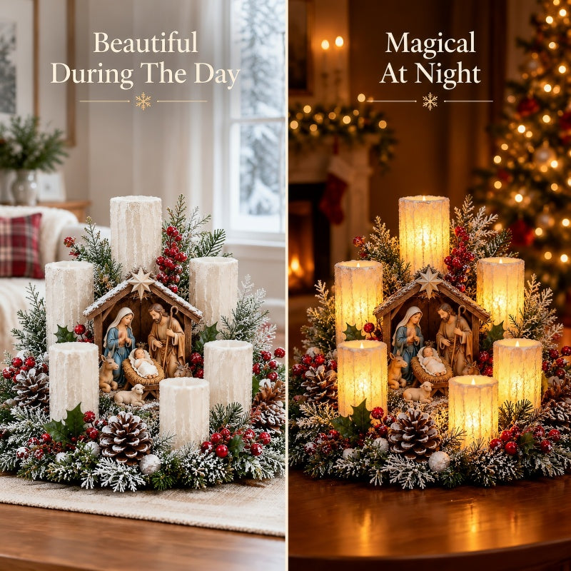 🌲Christmas Lighted Centerpiece with Flameless Candle Glow