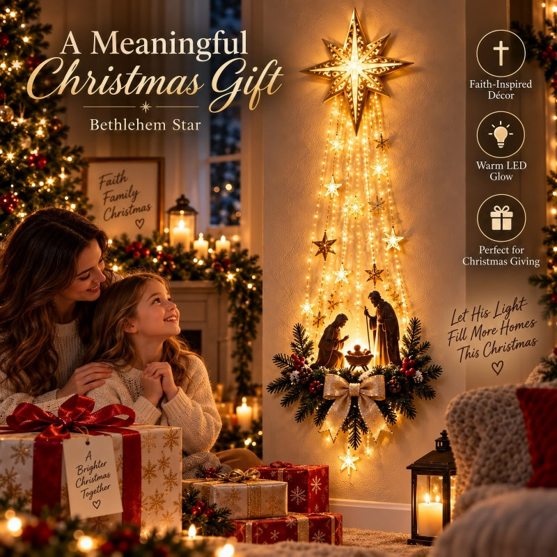 ✨ Last Day – 50% OFF!✝️ Bethlehem Star of Faith – Lighted Nativity Wall Decor