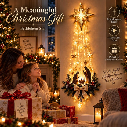 ✨ Last Day – 50% OFF!✝️ Bethlehem Star of Faith – Lighted Nativity Wall Decor