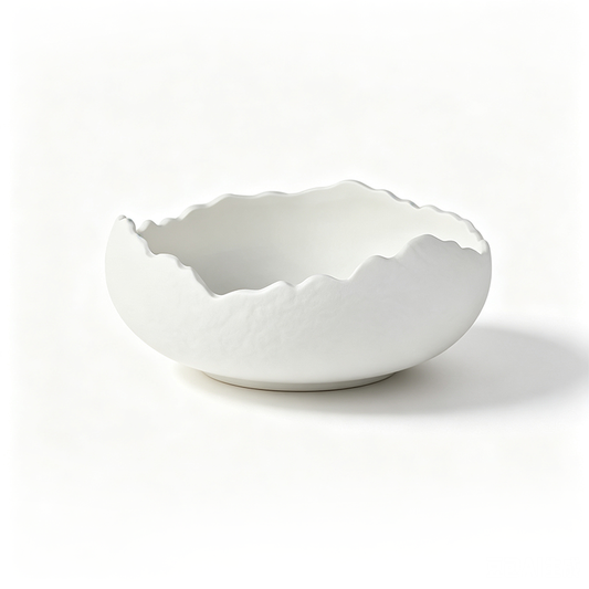 Irregular Ceramic Plate in Matte White
