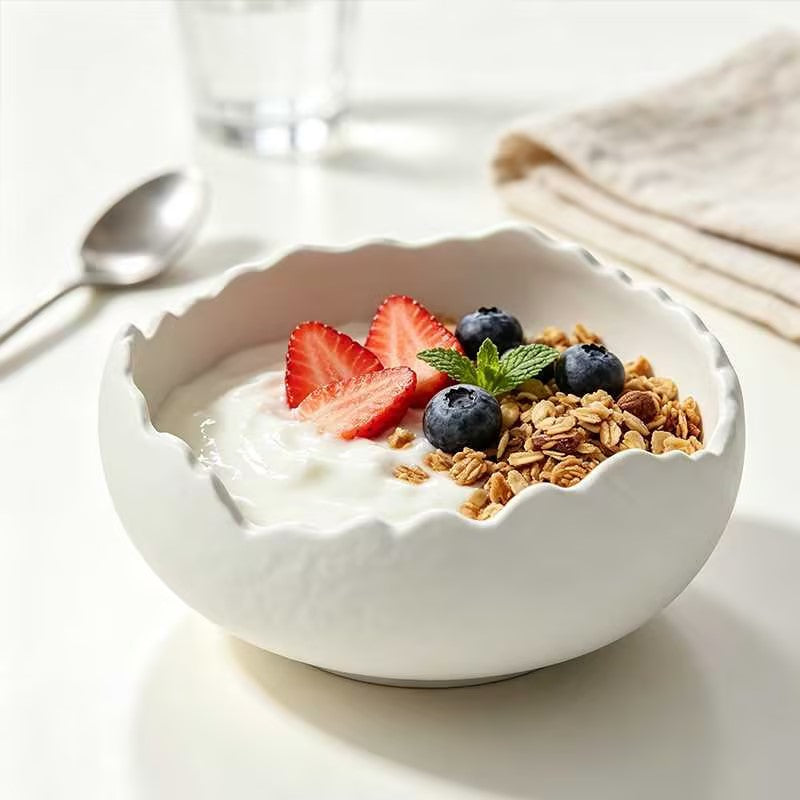 Irregular Ceramic Plate in Matte White