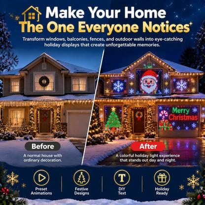 🎄 Smart RGB Pixel LED Curtain Lights | App-Controlled Dynamic Holiday Light Show for Outdoor Home Decoration