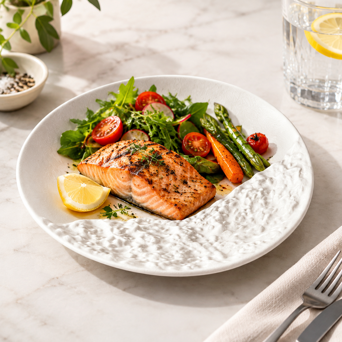 Rock-textured semi-ribbed platter