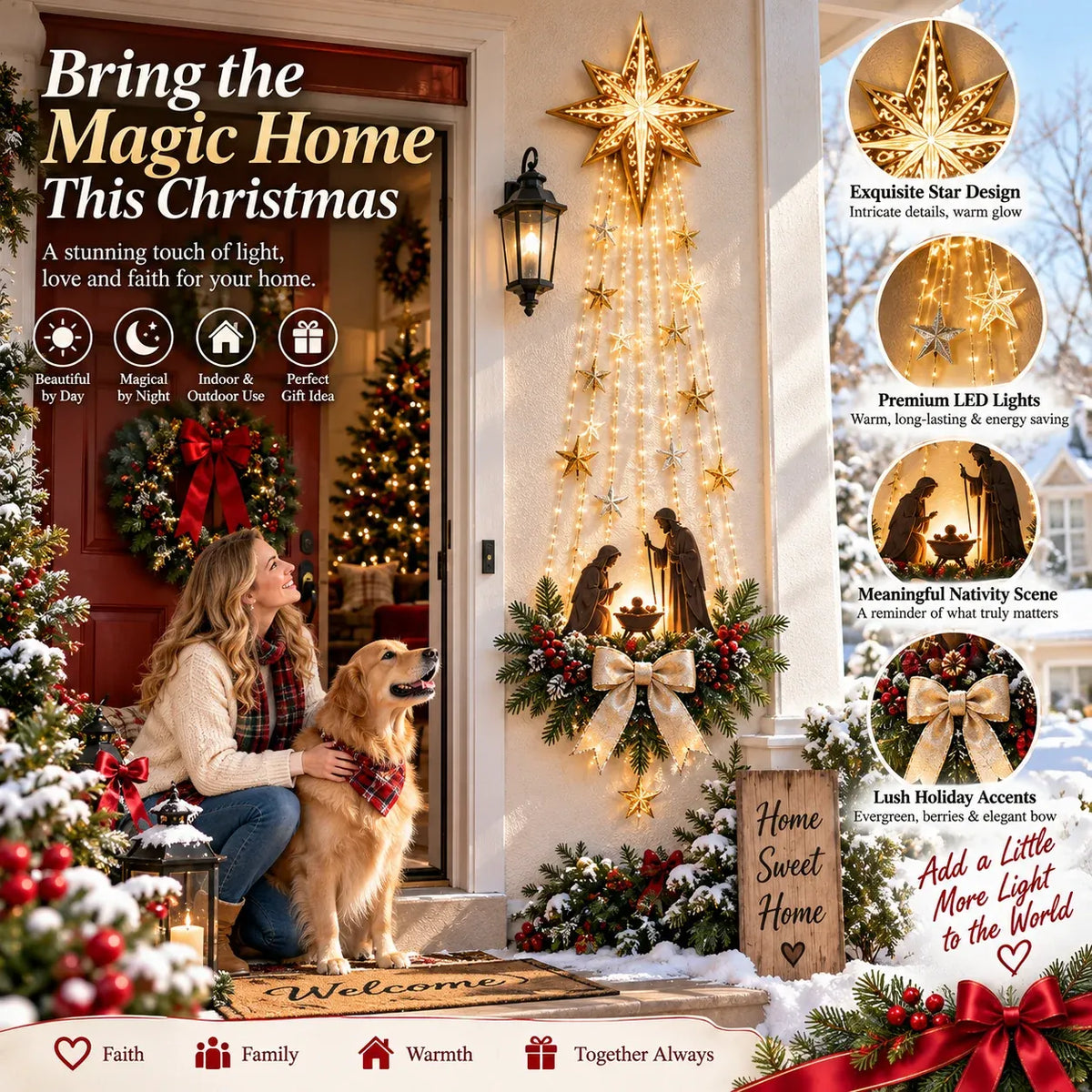 ✨ Last Day – 50% OFF!✝️ Bethlehem Star of Faith – Lighted Nativity Wall Decor